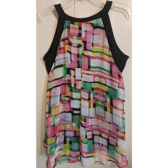 F9 Soft Works bright multicolored sheer blouse, tank top - Picture 8 of 11